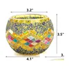 Titulares de vela Mosaico Vidro Tealight Decorativo Votivo Titular Tigela Handmade Staine Light Decoração para Casa Aromaterapia Vaso Planta Drop Dh1Hi