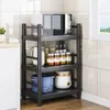 6-5 Super thick square kitchen shelf Floor to floor Multi-slit Microwave storage rack Household storage rack