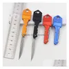 Portachiavi con coltello pieghevole in acciaio Mini coltelli tascabili Caccia esterna Coltelli da combattimento tattici Coltelli da sopravvivenza Strumento di sopravvivenza 10 colori Consegna a goccia