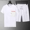 Męskie dresy luksusowe koszulę mens dressit Summer Black White Designer Zestaw haftowy Letę Rainbow Kolor Sport Sport Fashion bawełna sznur top krótki rękaw Si