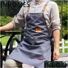 Aprons Custom Logo Apron Cowboy Restaurant Flower Baking Work Barista Milk Coffee Barber Shop Chef Nails Studios Uniform Delantal Dr Dhhta