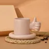 Muggar Creative Personality Handle Ceramic Mug Korean Modern King Cups and Saucer Desktop Coffee Cup Couple With Tray