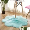 Carpets 1Pc Antiskid Soft Faux Fur Wool Carpet Indoor Sheepskin Rug Modern Mat Blue White Pink Gray Living Room 30X30Cmcarpets Drop Dh648