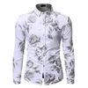 White Rose Floral Shirt Men Chemise Homme 2020 Fashion Slim Fit Long Sleeve Mens Dress Shirts Party Business Casual Men Shirt338U