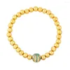 Strand Gold-plated Copper Beads Bracelets For Women Shiny Zircon Enamel Colorful Basketball Charming Bracelet Sports Wholesale Jewelry