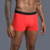 Underpants Long Elastic Boxer For Man Cotton Men's Panties Family Print Boxershorts Mens Open Front Underwear Sexy Male Shorts