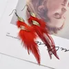 Dangle Earrings 2023 Boho Featherペンダントヴィンテージロングタッセルメタルファッションエスニックスタッドパーティージュエリーギフト