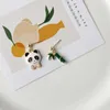 Orecchini pendenti Personalità dei cartoni animati Ago in argento 925 Divertente panda smaltato a goccia per donna Versione coreana Accessorio per auricolari creativi