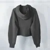 LL Damen-Herbst-Sweatshirt, Yoga-Anzugjacke, Damen-Sport, halber Reißverschluss, dick, locker, kurz, mit Fleece