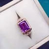 Pierścienie klastra 8 mm 10 mm 4CT VVS Grade AMethyst Pierścień dla mężczyzny 925 Srebrna biżuteria szterlingowa