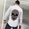 Spring Lapel Design Shirts Brand Drill Skull Style Business Formal Long Sleeve264F