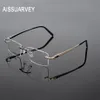 Moda óculos de sol quadros homens óculos de titânio sem aro marca designer óculos prescrição qualidade superior óculos ouro negócio 2880