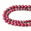 Perline Fucsia Sea Sediment Jaspers Distanziatore Pietra Naturale Rotondo Allentato Collana Bracciale Fai da te Per Fare Gioielli 6/8/10mm 15"