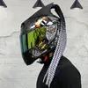 Hełm podwójnego soczewki Motorbike Motorbike Motocross z pełnym twarzą Hełm motocyklowy z warkoczami Horns Accessories227T