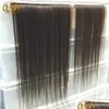 Klipp in/på hårförlängningar 7a rakt i mänskliga peruanska 10st/set 200 g för svarta droppleveransprodukter DHUSM