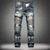 Varumärke retro mager cyklist jeans rakt smala rippade jeans tidvatten män byxor hip hop elasticitet smal denim jeans byxor homme286w