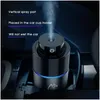 Car Air Purifiers Portable Humidifier Mini Trasonic Usb Essential Oil Diffuser Freshener Led Lights Purifier Aromatherapy Diffusers Dhguv