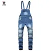 Hip-Hop-Mode für Herren, zerrissene Jeans-Overalls, Hi Street Distressed Denim-Latzhose für Herren, Hosenträgerhose, Größe S-XXXL, 279 g