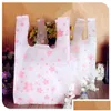 Emballage cadeau en gros-taille 18x35cm7x14 supermarché magasin sac en plastique avec poignée impression fleur de cerisier livraison maison jardin festi Dh6Kh