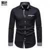 Herrklänningskjortor Parklees Red Plaid Patchwork Shirt Men 2021 Brand Formal Business Mens Long Sleeve Casual Button Down Chem341q