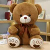 35cm bonito siter fita de seda urso de pelúcia boneca grande kawaii abraço urso brinquedo de pelúcia fantoche presentes do dia dos namorados para presentes de aniversário das meninas