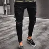 Black Rock Pants Tight Montering Zipper tvättade byxor Jeans Hip Hop Casual Feet Pants for Men176n