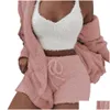 İki parçalı elbise peluş eşofman kadın 3 adet set sweatshirt sweatshirt sweatpers tweatsuit ceket mahsulü üst şortlar spor jogging femme11 dhuwh