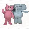 Costume da mascotte elefante e maiale per adulti, personaggio dei cartoni animati, completo esilarante e divertente festa di laurea