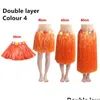 Other Festive Party Supplies Hawaiian Costume Grass Skirts Ha Skirt Plastic Fibers Patry Decorations Children Kids Adt Show Beach Danc Dhnso