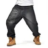 Jeans da uomo Uomo Street Dance Hiphop Moda Ricamo Blu Bordo allentato Pantaloni in denim Complessivamente Maschile Rap Hip Hop Plus Size 46293S