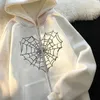 2023 autunno/inverno nuova felpa con cappuccio da donna Harajuku Halloween Spider Web stampa maglione con cappuccio coreano da donna