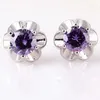 Stud Earrings High Quality Jewelry White Purple Zircon Plum Women's Fashion Fine Wholesale