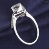 Anneaux de cluster 18K Or Blanc Moissanite Pierre Bague Bijoux Rhombus Forme MS-008