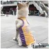 犬のアパレル大型犬ベストバスケットボールジャージークールな通気性ペット猫服子犬スポーツウェア春夏ファッションコットンシャツla dhmvp
