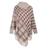 Suéteres de mujer Capas de gran tamaño Suéter Mujeres Otoño Invierno Moda Plaid Borla Mantón Capa Damas Streetwear Elegante Punto Jersey Ponchos 230915