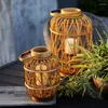 Świecowe uchwyty Vintage Rattan Drewniany uchwyt Antique Lantern Rustyka