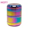 DHL Rainbow Tobacco Herb Lighting Grinder 6 Piece 60mm Rökning Set Aluminium Alloy Pollen Press Catcher Metal Grinders ZZ