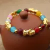 Braccialetti con ciondoli Perline di cristallo Bracciale Pixiu per donne Uomini Coppia Feng Shui cinese Porta fortuna coraggioso Ricchezza Gioielli per feste Regalo colorato