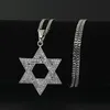 Hanger kettingen religieuze menora en Davidster joodse ketting roestvrij staal 3,5 mm Cubaanse ketting hiphop bling sieraden voor M312r
