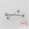 Tong Ringen 1Pc 925 Sterling Sier Ronde Rechte Barbell Voor Vrouwen 16Mm Tepel 14G Hypoallergene Piercing fijne Sieraden Drop Dhgarden Dhrc6