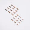 False Nails Press On Simple Black Lines French Almond Full Cover Manicure Reusable 24pcs Nail Art Vendor