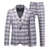 Herrenanzüge Blazer 2023 Mode Freizeit Boutique Plaid Business Bankett Kleid Jacke Mantel Hose Weste Hose 3 Stück Anzug Set 230915