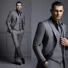 Handsome Dark Grey Men's Suit New Fashion Groom Suit Wedding Suits For Men Slim Fit Groom Tuxedos For ManJacket Vest Pa268H