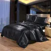 Bedding Set 4 Pieces Luxury Satin Silk Queen King Size Bed Set Comforter Quilt Duvet Cover Flat and Fitted Bed Sheet Bedcloth 20113250