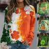 Kvinnors blusar Lämpliga toppar för kvinnor St Patricks Day Print O Neck Sweatshirt Rund Pit Pullover Casual Long Sleeve Workou323d