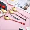 Spoons High Quality Colorf Salad Fork Titanium Metal Spaghetti Spoon 304 Stainless Steel Spork Drop Delivery Home Garden Kitchen Din Dhdyo