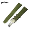 22mm NEW Black Green Nylon and Leather Watch Band strap For IWC watches236L