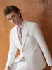 Herenpakken Bruiloft Bruidegomkledingset Luxe Witte Blazer Vest Broek Mannen Formele Kleding Voor Feest Kantoor Zakenmankleding 44 4 Seizoenen