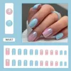 Unhas Falsas Gradiente Rosa Azul 24 Pcs Cobertura Completa Falso Curto Quadrado Glitter Wearable Ballet Press em Manicure Dicas de Unhas