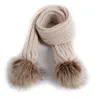 Écharpes Hiver bébé écharpe fille solide fausse fourrure Pompon enfants tricotés écharpes cou plus chaud enfants laine artificielle Pom épaissir écharpes 230915